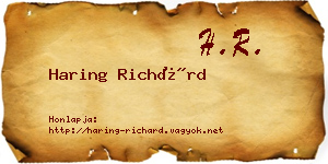 Haring Richárd névjegykártya